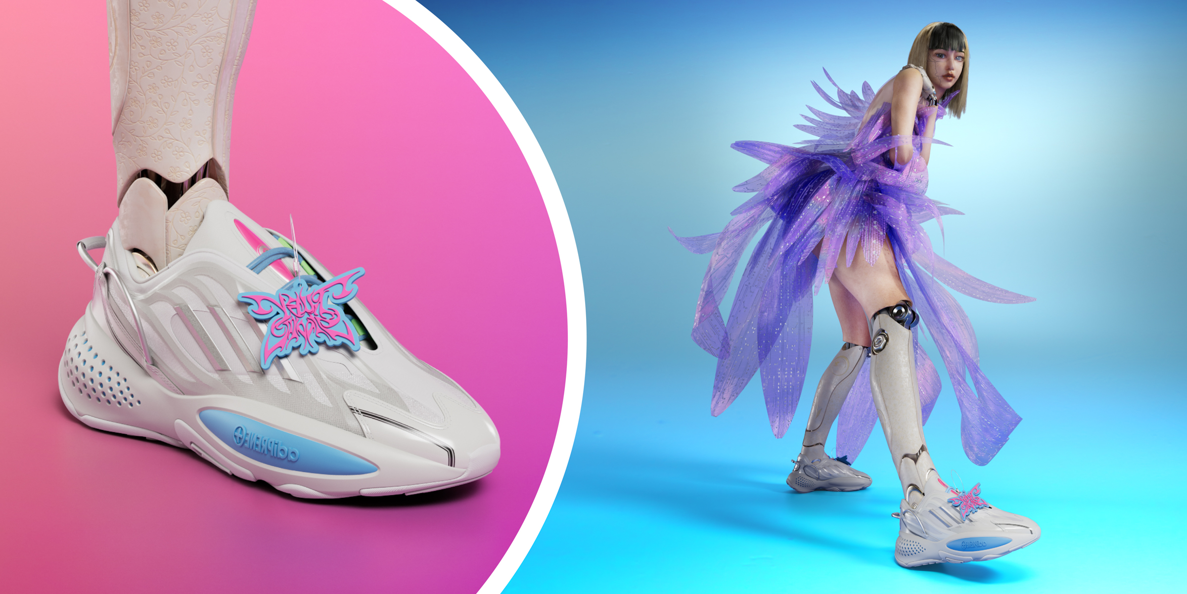 Virtual Transhuman Ruby 9100M Talks About Her New Adidas